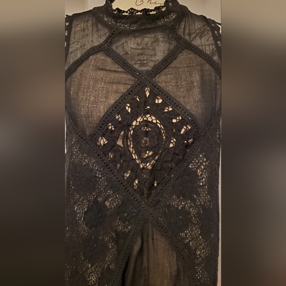 Free People Black Sleeveless Casual Dress With Open Diamond Back, Size M - Picture 4 of 9